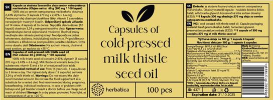 Máriatövismag olaj kapszulában - 100 kapszula - Herbatica